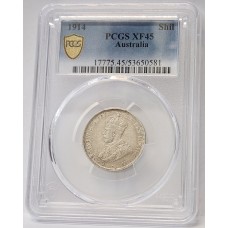 AUSTRALIA 1914 . ONE 1 SHILLING . PCGS XF45